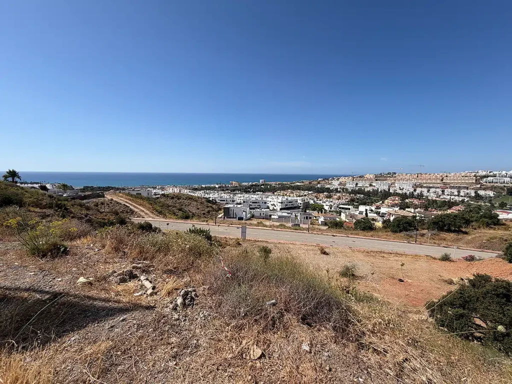Undeveloped hillside plot above La Cala de Mijas looking down over the town and the Mediterranean