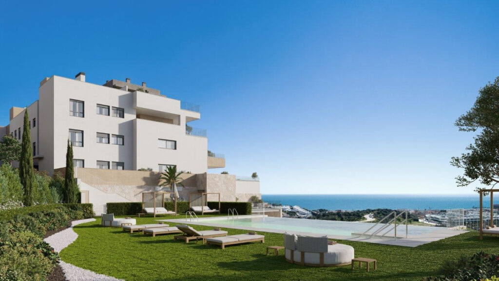 Almare – Mijas - luxury new-build exterior with infinity pool, landscaped gardens and panoramic sea views on the Costa del Sol