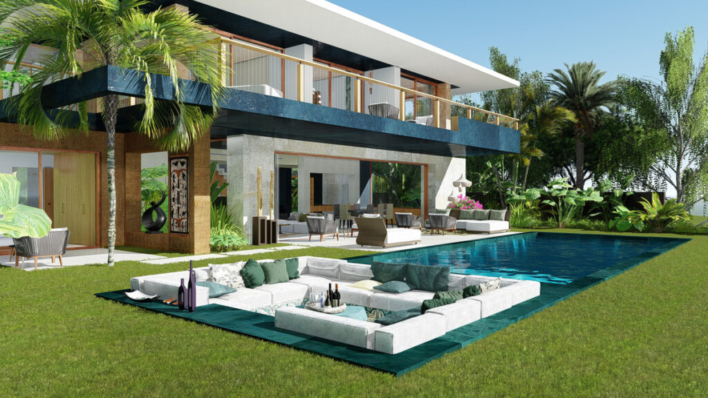 La Paloma 10 – Manilva - luxury exterior with infinity pool, sunken lounge and tropical garden